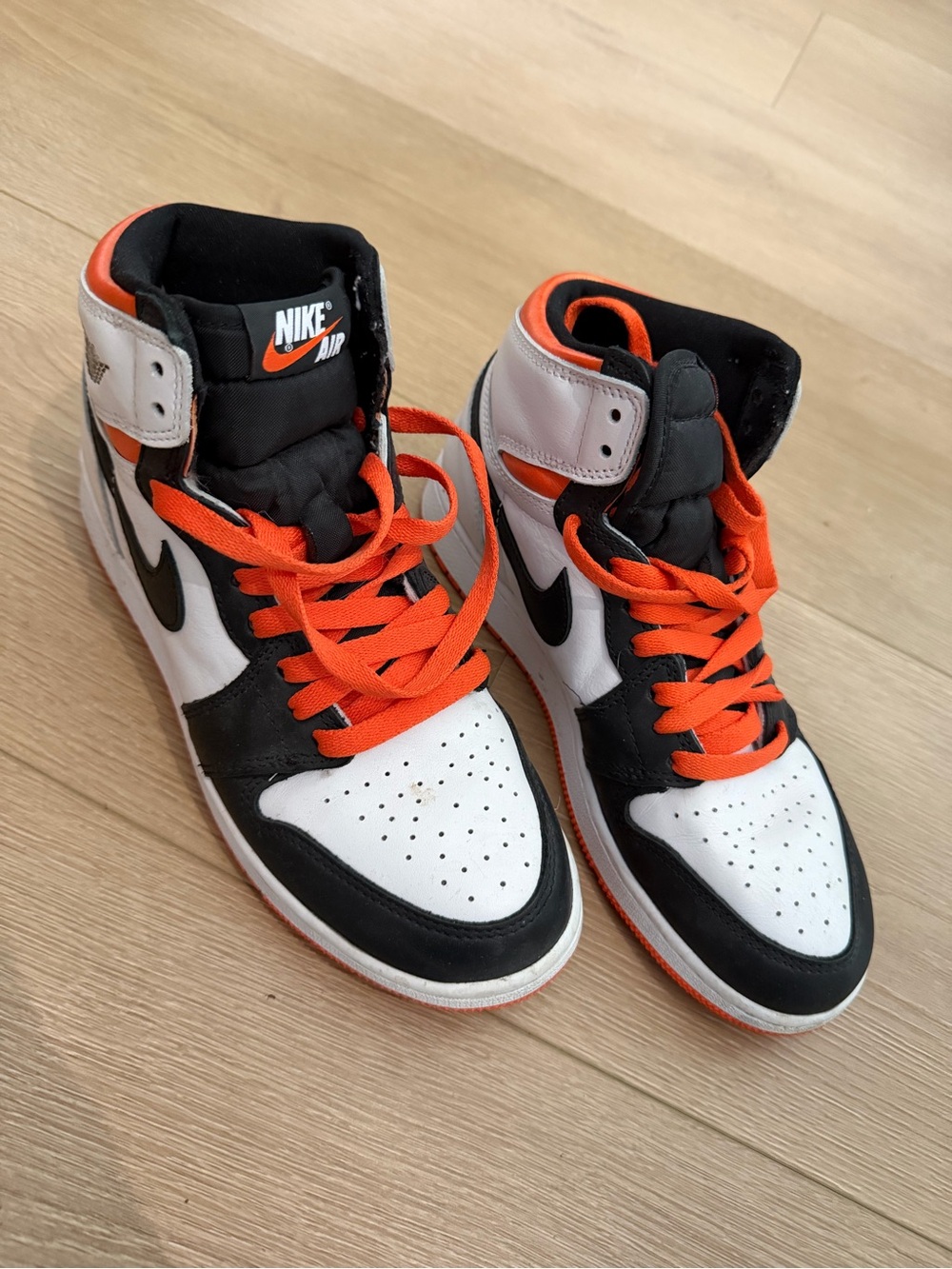 Nike High-Top Sneakers - White, Black & Orange